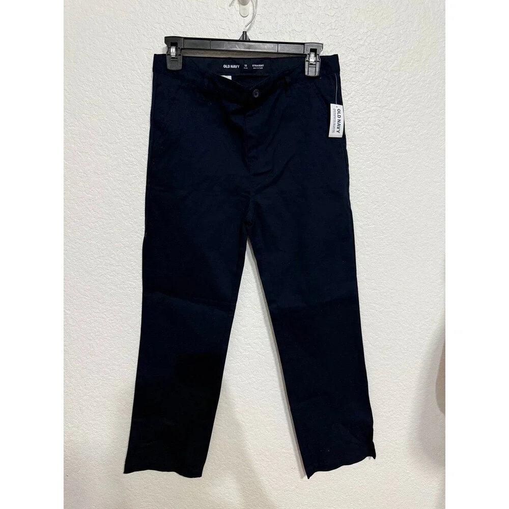 NWT Old Navy Straight Built-In Flex uniform Pants kids 12yrs Plus Navy